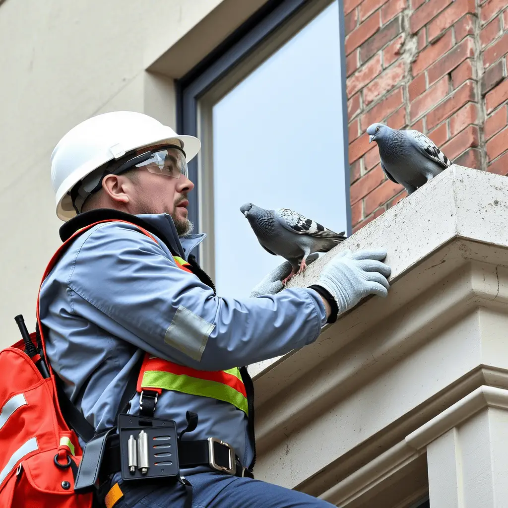Système de filets anti-pigeons installé sur une cour intérieure