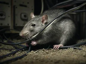 dératisation d'un rat en train de gringotter les câbles électrique dans une maison par raid ecohygiene a rabat